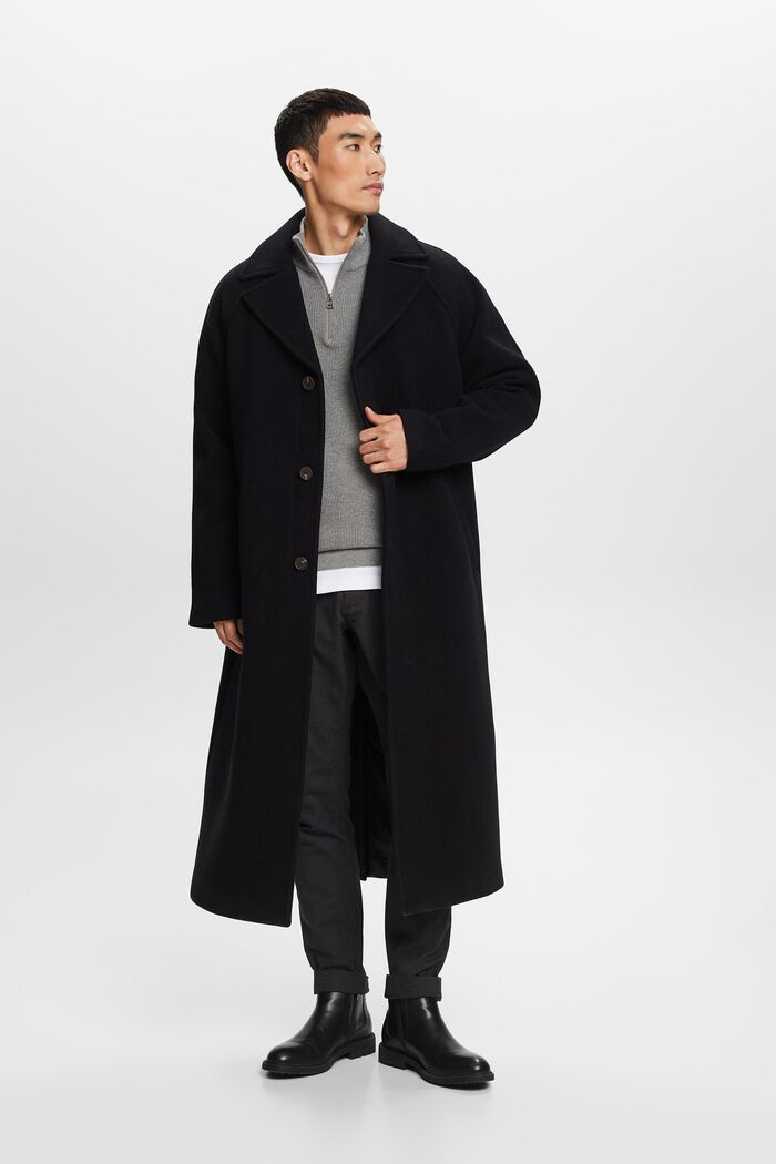 Wool Blend Coat, BLACK, detail image number 1