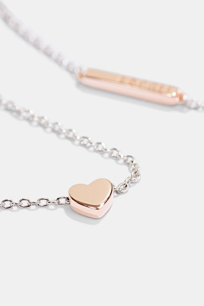 Sterling silver necklace with a heart pendant, SILVER, detail image number 1