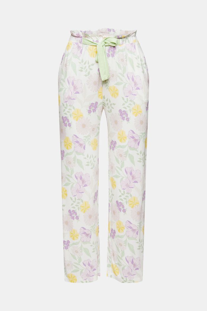 Pyjama bottoms with a floral pattern, LENZING™ ECOVERO™, OFF WHITE, overview