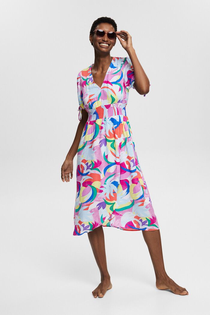 Colourfully patterned dress, LENZING™ ECOVERO™, VIOLET, detail image number 4