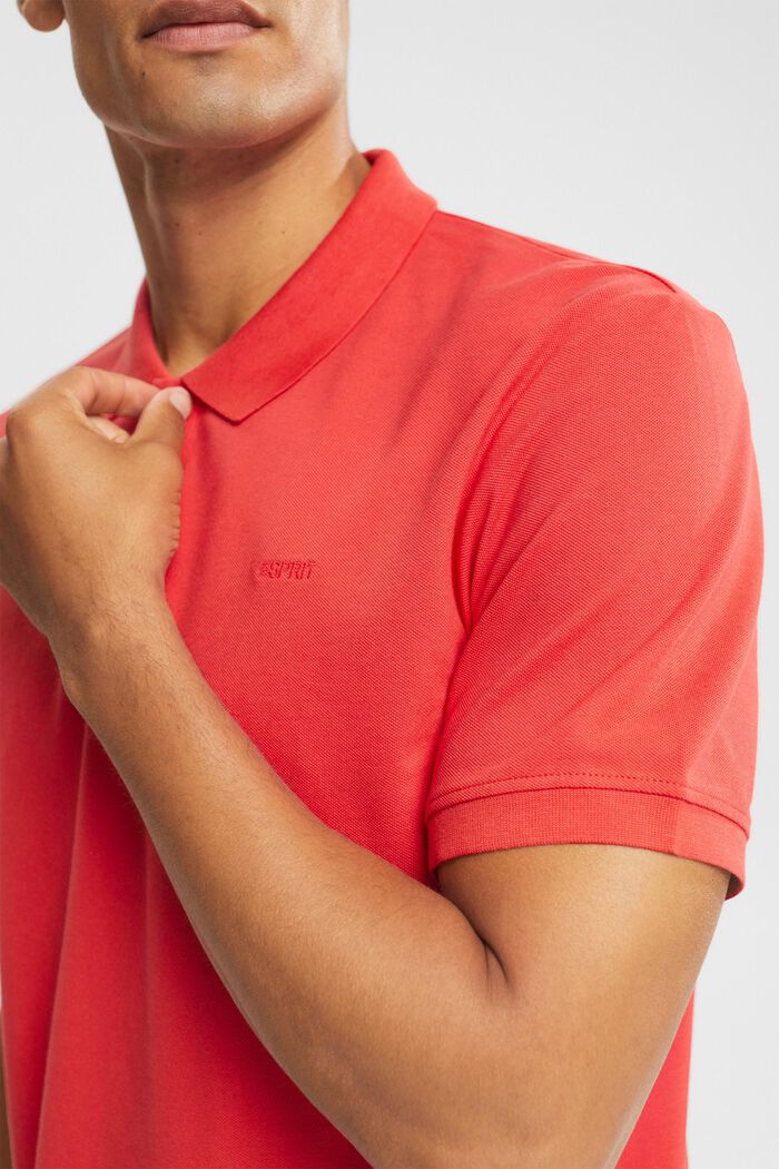Cotton piqué polo shirt, CORAL RED, detail image number 0