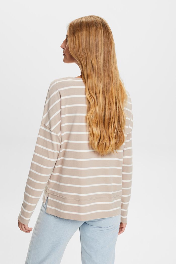 Striped Cotton Longsleeve Top, LIGHT TAUPE, detail image number 3