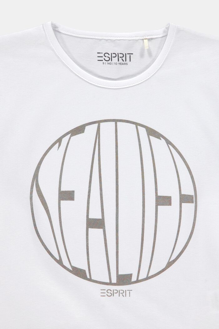 Cropped boxy T-shirt with shiny print, WHITE, detail image number 2