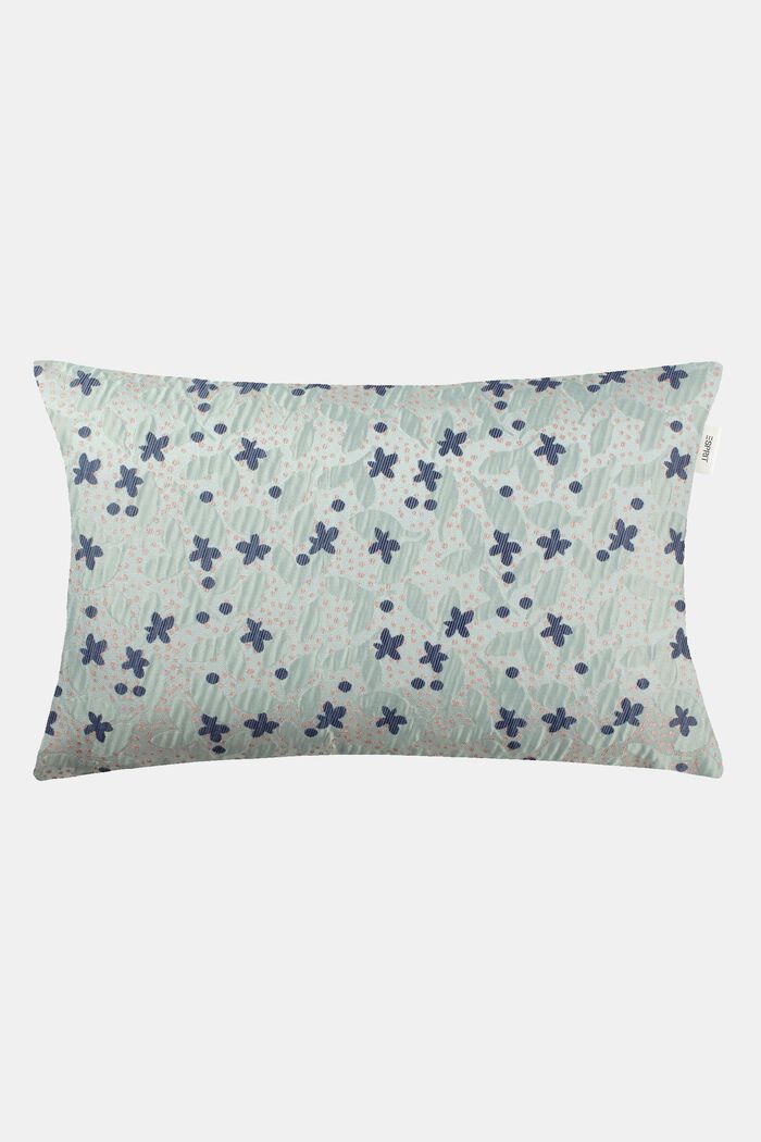 Decorative cushion cover with floral pattern, SAGE, detail image number 0