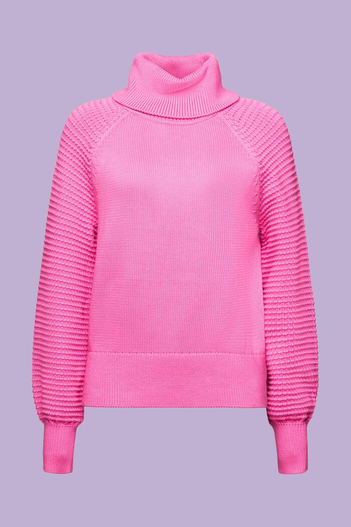 Cotton Turtleneck Sweater, PINK FUCHSIA, detail image number 6