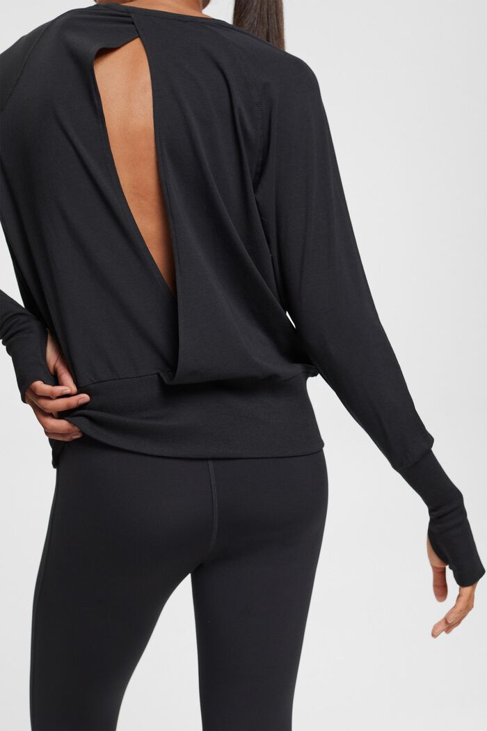 Long sleeve top with thumb holes, BLACK, detail image number 2