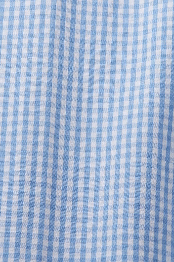 Vichy button-down shirt, 100% cotton, BRIGHT BLUE, detail image number 4