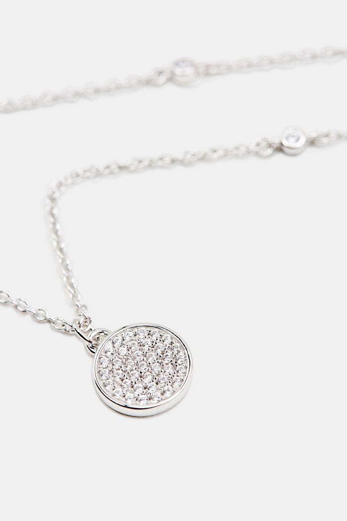 Necklace with zirconia, sterling silver, SILVER, detail image number 1