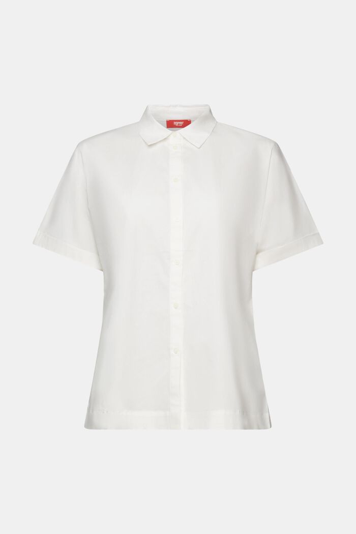 Short Sleeve Cotton Poplin Shirt, OFF WHITE, detail image number 8