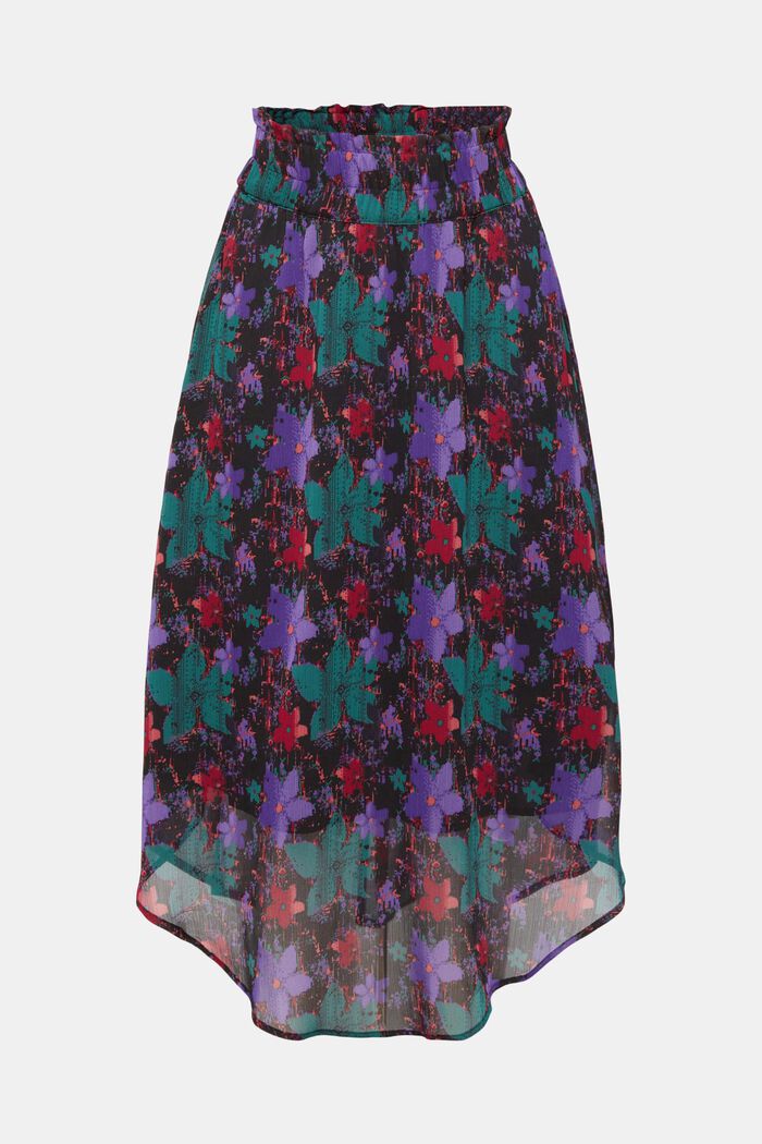 Patterned chiffon midi skirt, TEAL GREEN, detail image number 6