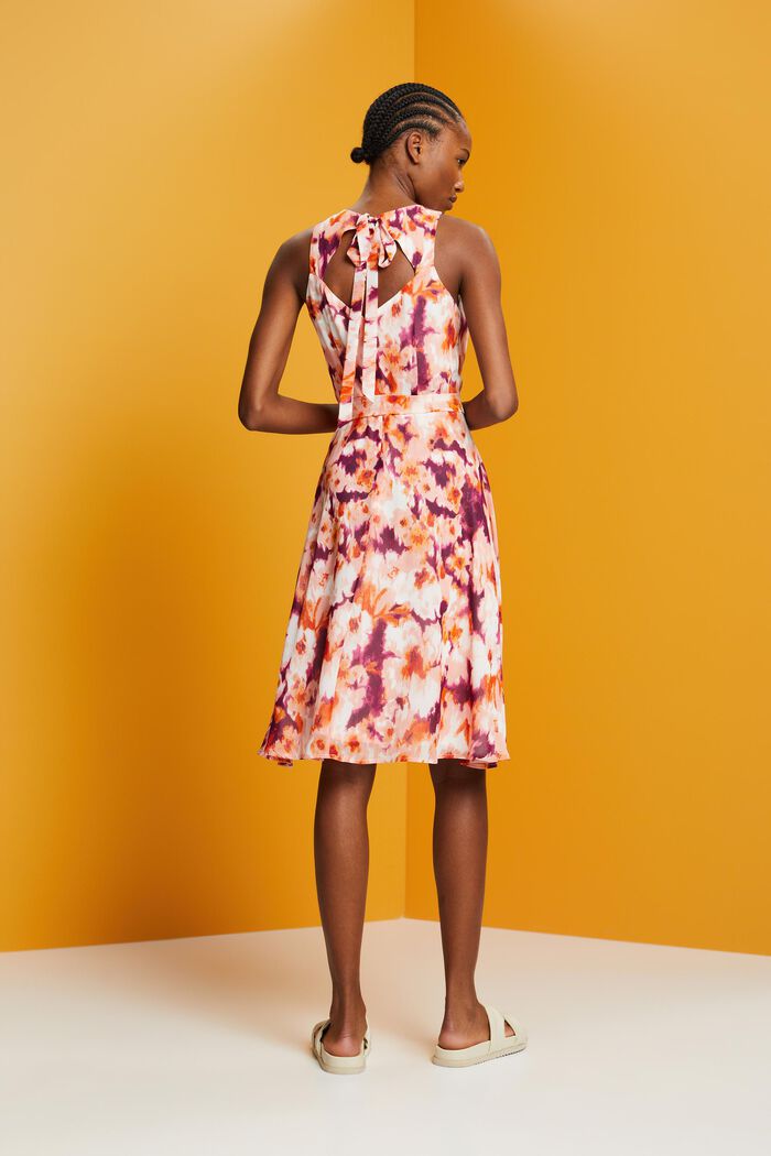Patterned chiffon dress with a tie belt, LIGHT PINK, detail image number 3