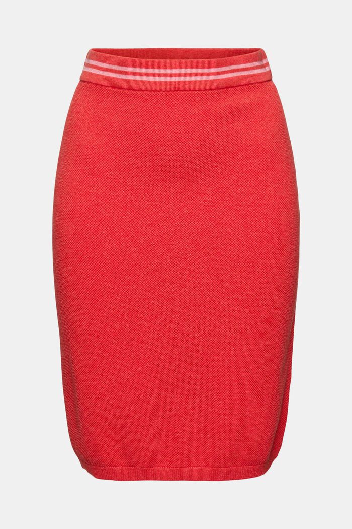 Knitted skirt with a striped waistband, RED, detail image number 8