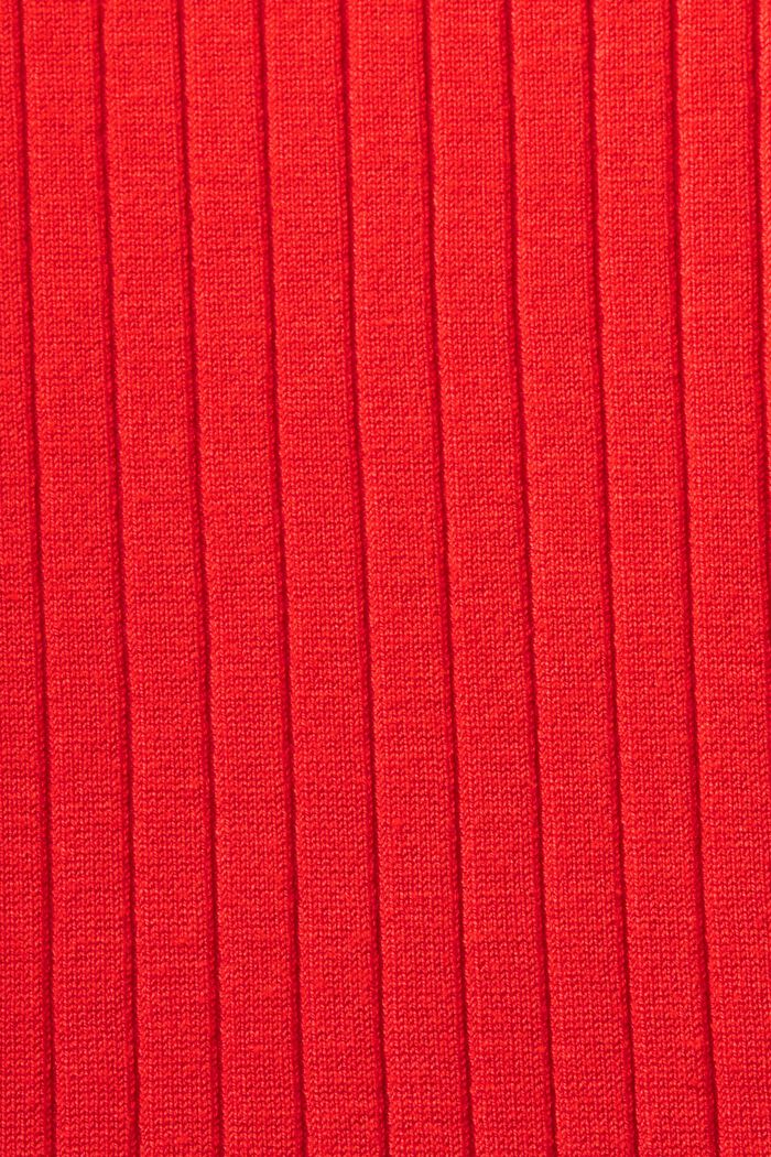 Pleated Rib-Knit Dress, RED, detail image number 6