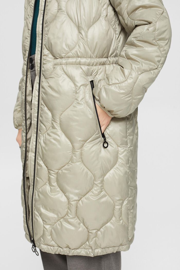 Quilted coat with rib knit collar, DUSTY GREEN, detail image number 2