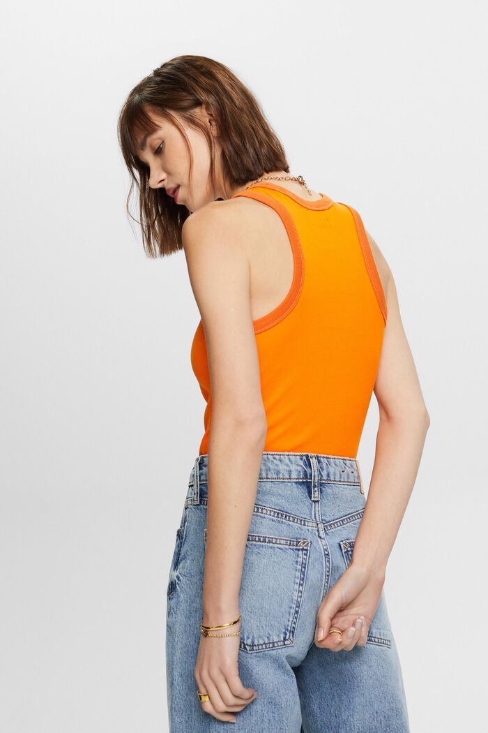 Ribbed jersey tank top, stretch cotton, BRIGHT ORANGE, detail image number 3