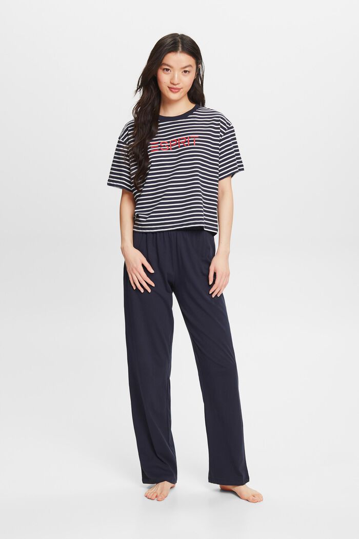 Striped Pajama Top, NAVY, detail image number 1