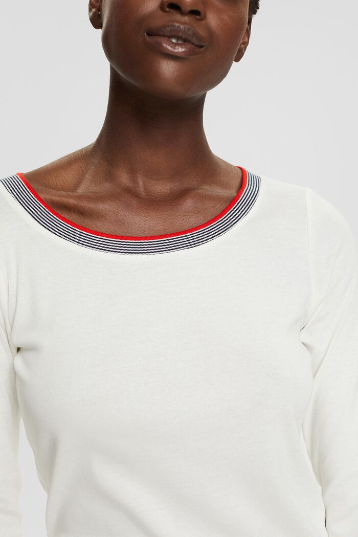 Top with 3/4-length sleeves, OFF WHITE, detail image number 0