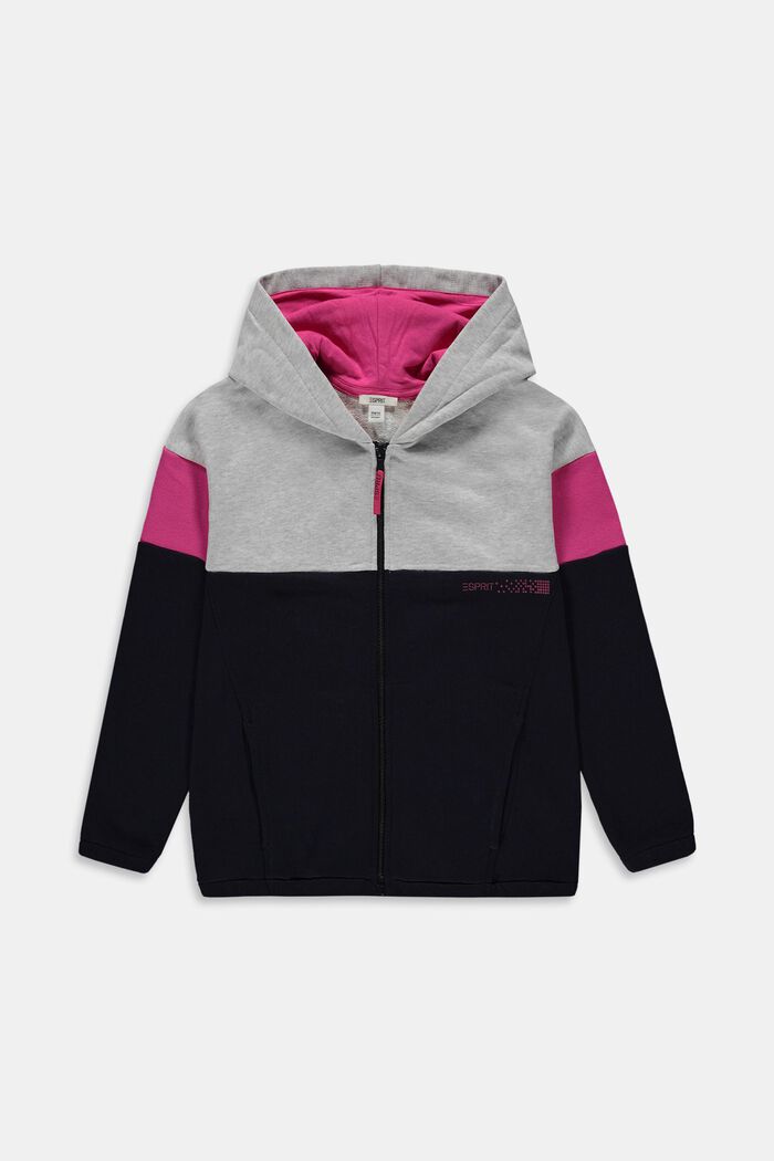 Colour block sweatshirt jacket, NAVY, detail image number 0