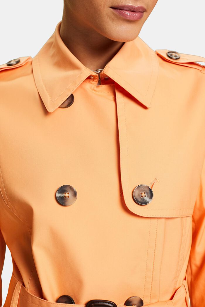 Belted Double-Breasted Trench Coat, PASTEL ORANGE, detail image number 3
