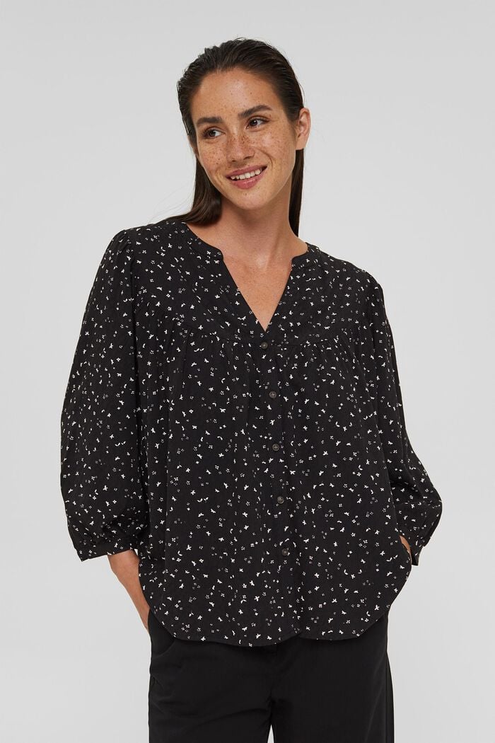 Mille-fleurs blouse made of LENZING™ ECOVERO™, BLACK, detail image number 5
