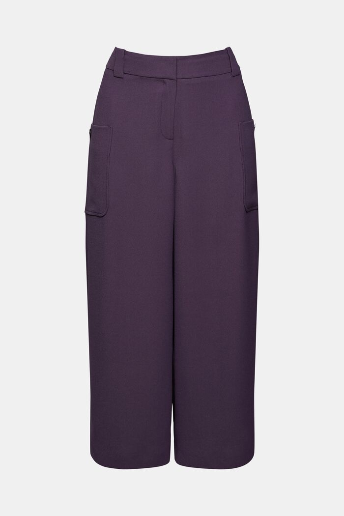 Cropped wide-leg trousers, DARK PURPLE, overview