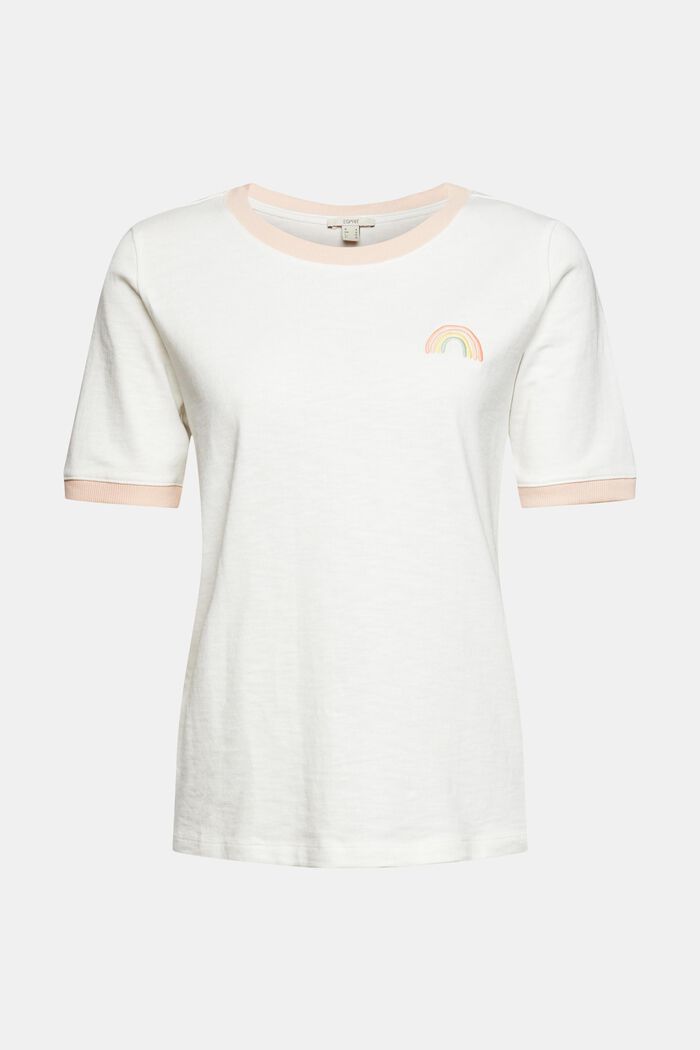 T-shirt with embroidery, 100% cotton, OFF WHITE, detail image number 7