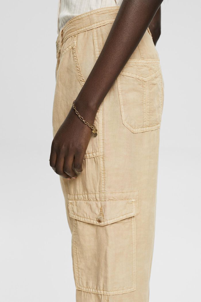 Linen blend: cargo trousers, SAND, detail image number 5
