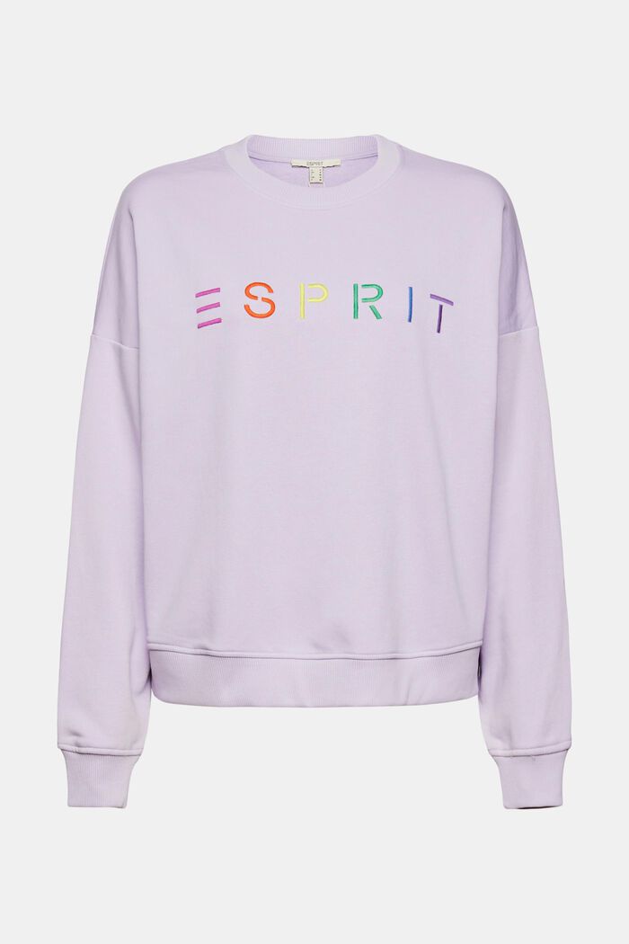 Sweatshirt with a logo embroidery, blended cotton, LILAC, overview