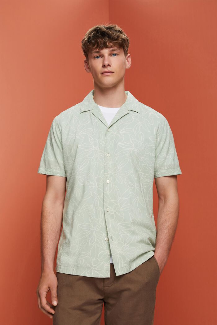 Patterned short sleeve shirt, PASTEL GREEN, detail image number 0