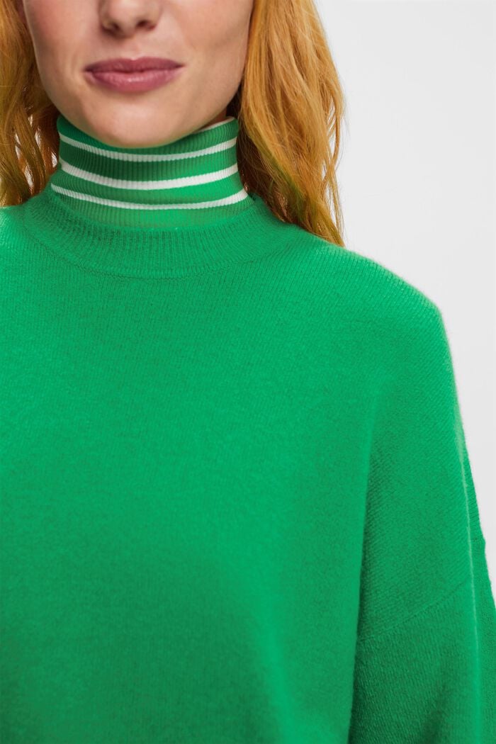 Wool Blend Crewneck Sweater, GREEN, detail image number 1