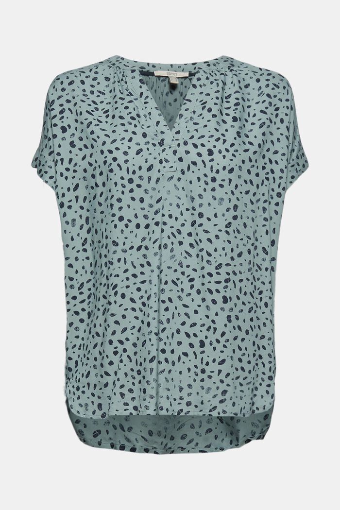 Patterned blouse, LENZING™ ECOVERO™, TURQUOISE, detail image number 0