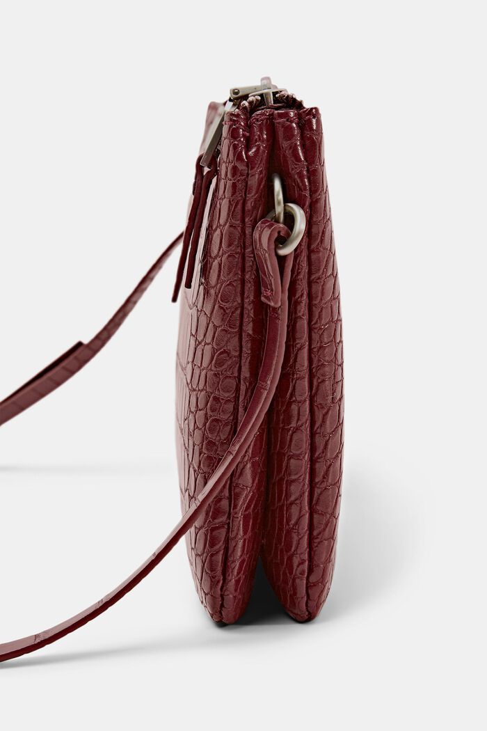 Faux Leather Shoulder Bag, GARNET RED, detail image number 2