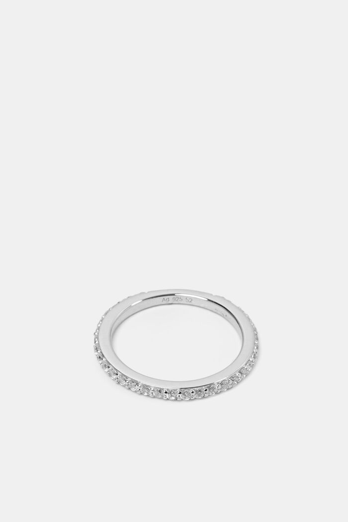 Sterling Silver Zirconia Ring, SILVER, detail image number 0