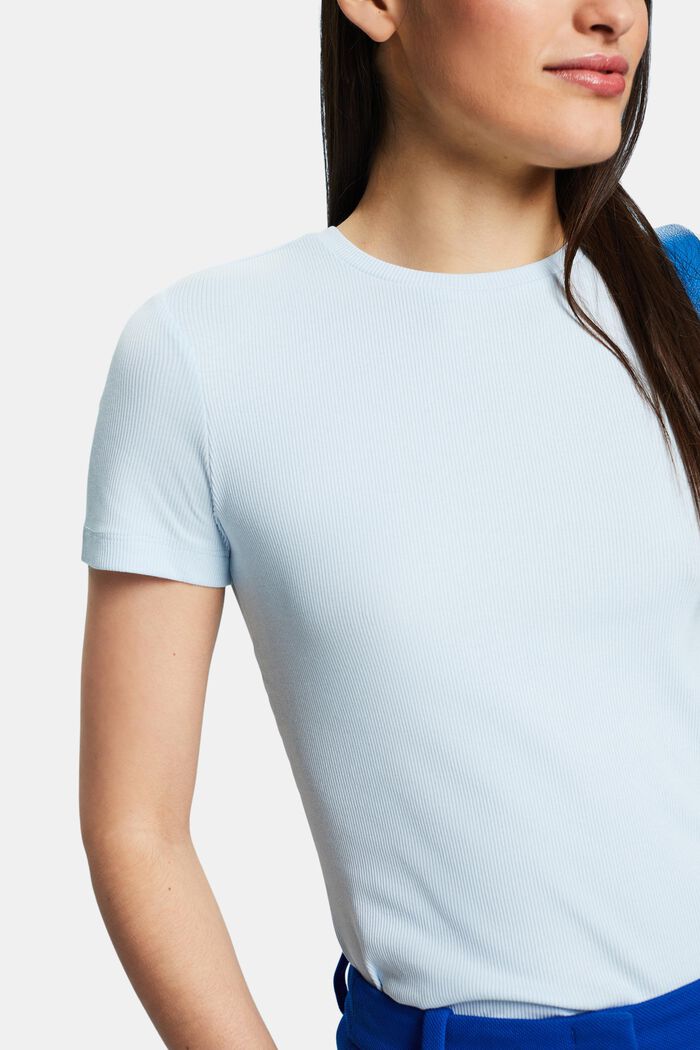 Cotton-Jersey Crewneck T-Shirt, PASTEL BLUE, detail image number 2