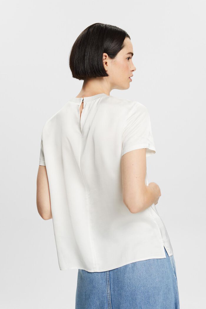 Short-sleeve satin blouse, OFF WHITE, detail image number 3