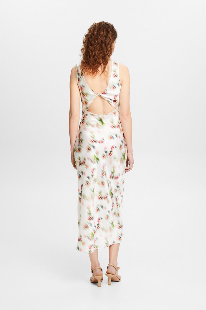 Printed Open-Back Silk Dress, OFF WHITE, detail image number 2