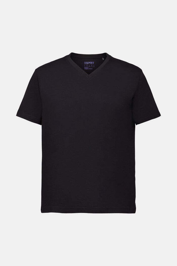 Organic Cotton V-Neck T-Shirt, BLACK, detail image number 5