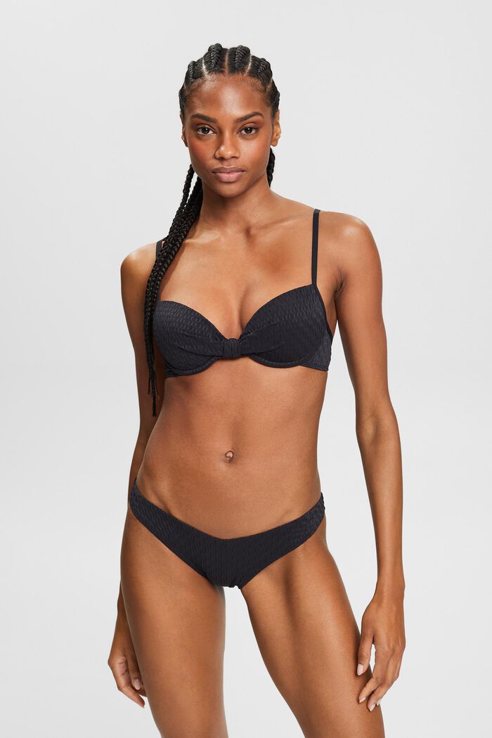 Textured Padded Bikini Tops, BLACK, detail image number 0