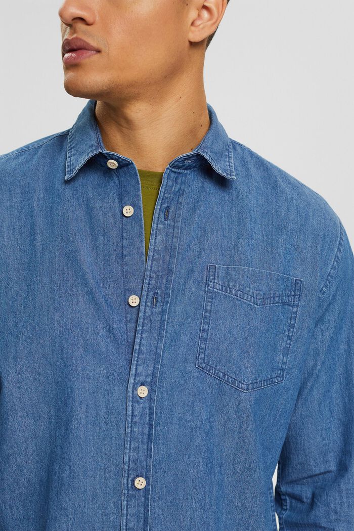 Denim shirt with a breast pocket, BLUE MEDIUM WASHED, detail image number 2