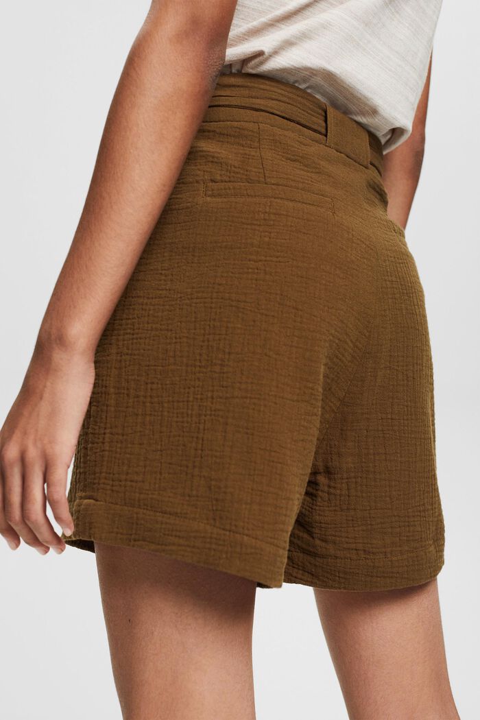 Shorts with a crinkle finish, KHAKI GREEN, detail image number 8