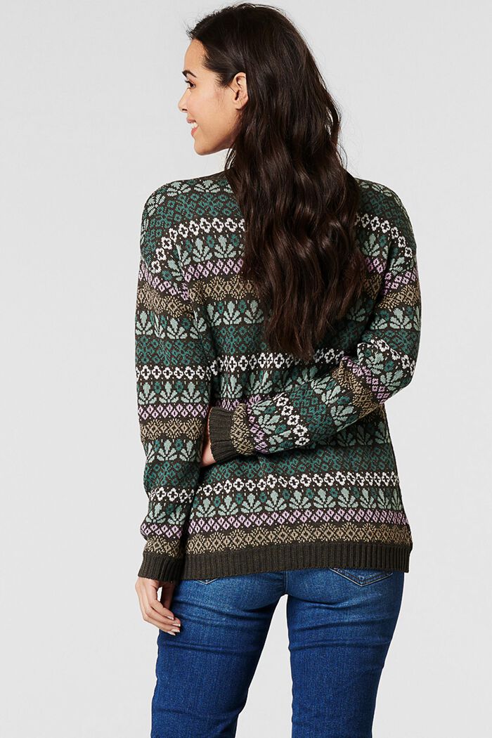 Cardigan in a Fair Isle style, organic cotton blend, COFFEE, detail image number 1