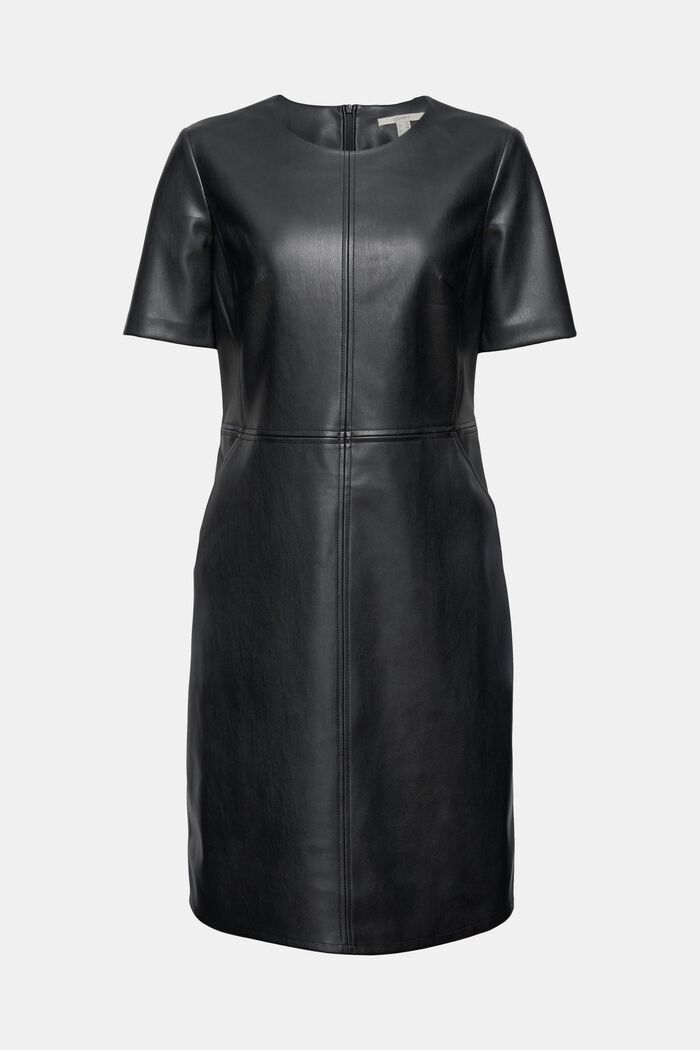 Faux leather sheath dress, BLACK, detail image number 6