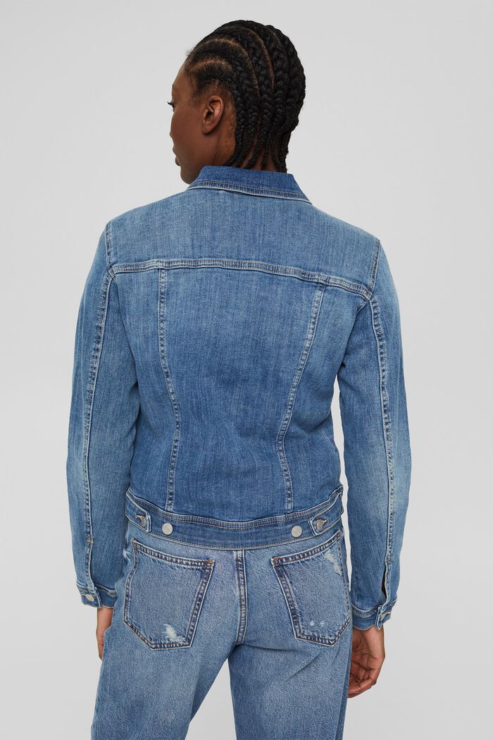 Denim jacket with a vintage finish, BLUE LIGHT WASHED, detail image number 4