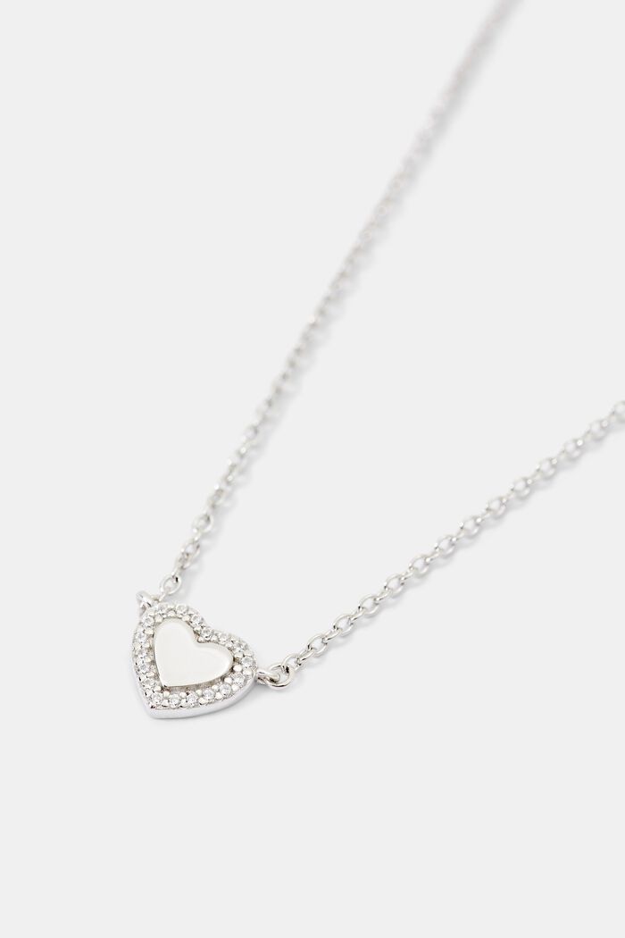 Sterling silver necklace with heart pendant, SILVER, detail image number 1