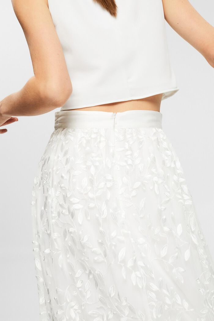 Maxi skirt with leaf appliqués, OFF WHITE, detail image number 5