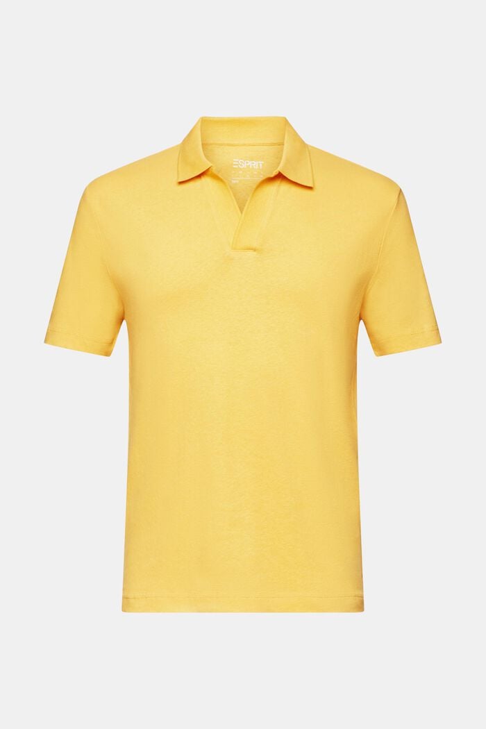 Cotton-Linen Polo Shirt, SUNFLOWER YELLOW, detail image number 6
