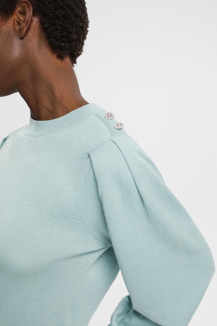 Jumper with jewellery buttons, LIGHT AQUA GREEN, detail image number 4