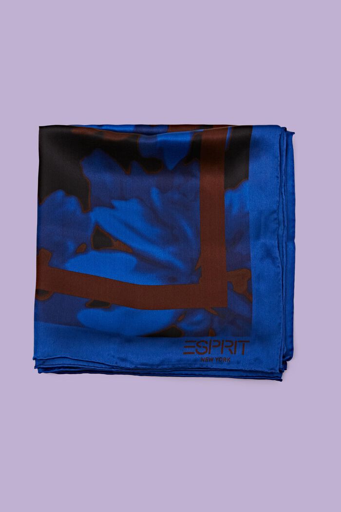 Square Silk Scarf, BRIGHT BLUE, detail image number 0