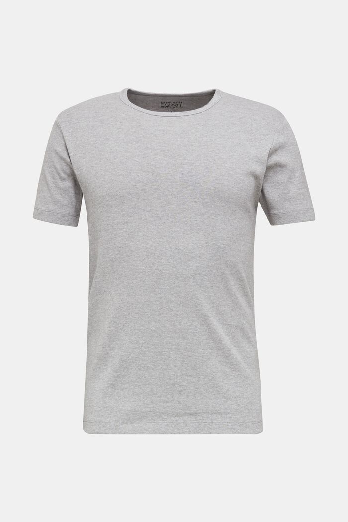 Ribbed T-shirt in blended cotton, MEDIUM GREY, overview
