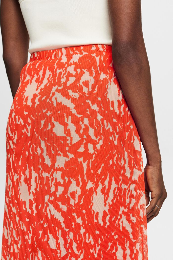 Printed Mesh Midi Skirt, BRIGHT ORANGE, detail image number 3